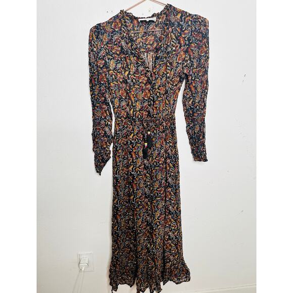 SEA NEW YORK Gerardtest Brown Paisley High Neckline Nicolette Midi Dress sz 6 - Picture 2 of 16